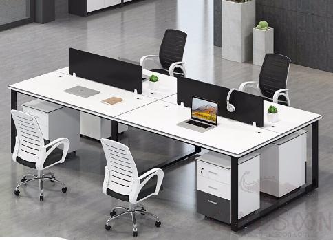 Four-Person Desk With Cabinet, Wood-Based Panel, 240*120*75Cm