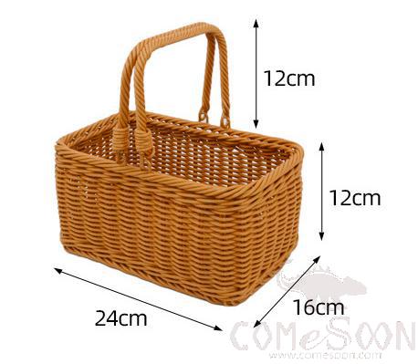 Rectangular Handmade Woven Rattan Carrying Basket, 24 * 16 * 12 / 24, Dark Brown
