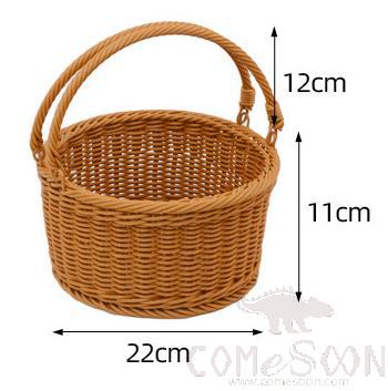 Orbicular Handmade Woven Rattan Carrying Basket, D 22 * H 11 / 12cm, Custom Color:Green（Pictures are for style reference only）