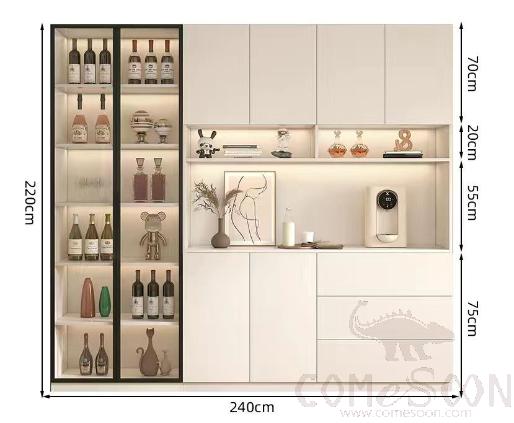 Multi-purpose Display Cabinet,240*40*220cm,White