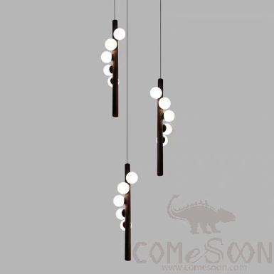 Small Pendant Light, Iron + Wood, D40*H800Mm