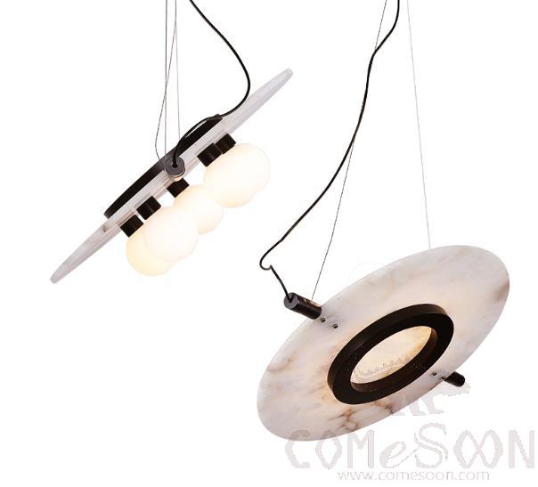 Small Pendant Light, Hardware Baking Paint+Natural Marble, W510*H1500Mm