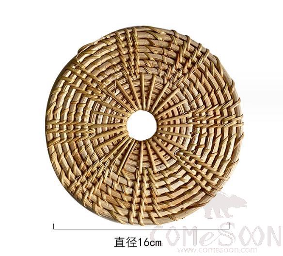 Flower Pattern Plate Mat, Rattan, D16cm