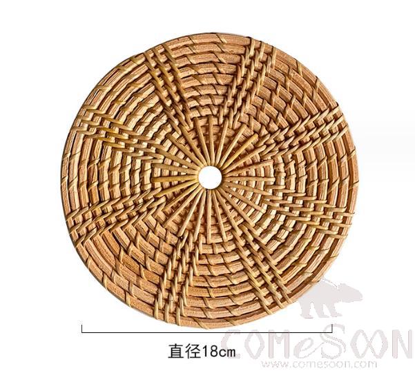 Flower Pattern Plate Mat, Rattan, D18cm