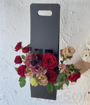 Flower Tote Bag，Cardboard，Black