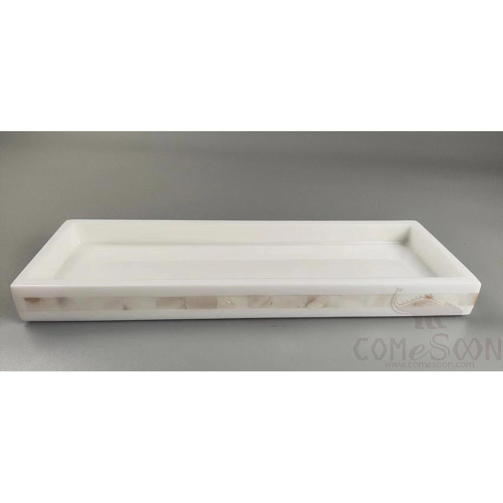 Helengeli Bathroom Convenience Box，Resin + White shelll，L30.6*W12*H2.7cm