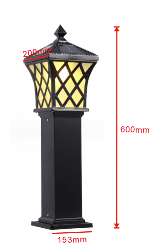 Solar Lawn Light, Black, H60cm