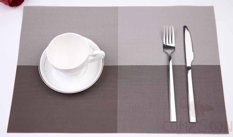 Hot Pressed Edge Pvc Placemat, Dark Coffee Field Grid 2*1