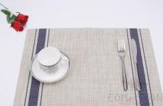 Hot Pressed Edge Pvc Placemat, Linen+Blue Stripe 2*1