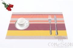 Hot Pressed Edge Pvc Placemat, Yellow Stripe