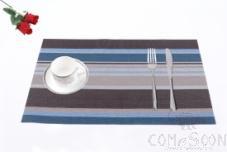 Hot Pressed Edge Pvc Placemat, Blue And Brown Stripes 2*1