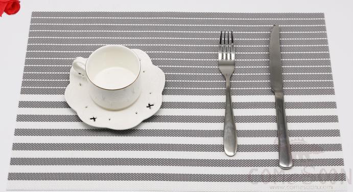 Hot Pressed Edge Pvc Placemat, Grey And White Stripes 2*1