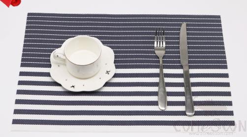 Hot Pressed Edge Pvc Placemat, Dark Blue And White Stripes 2*1