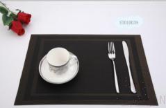 Hot Pressed Edge Pvc Placemat,Black+Gold Double Frame