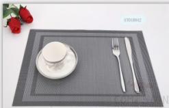 Hot Pressed Edge Pvc Placemat With Silver+Black Double Frame
