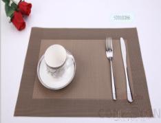 Hot Pressed Edge Pvc Placemat,Grey+Brown Single Frame