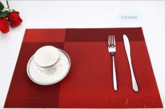 Hot Pressed Edge Pvc Placemat,Red+Black Twill