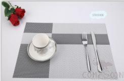 Hot Pressed Edge Pvc Placemat,White+Black Twill