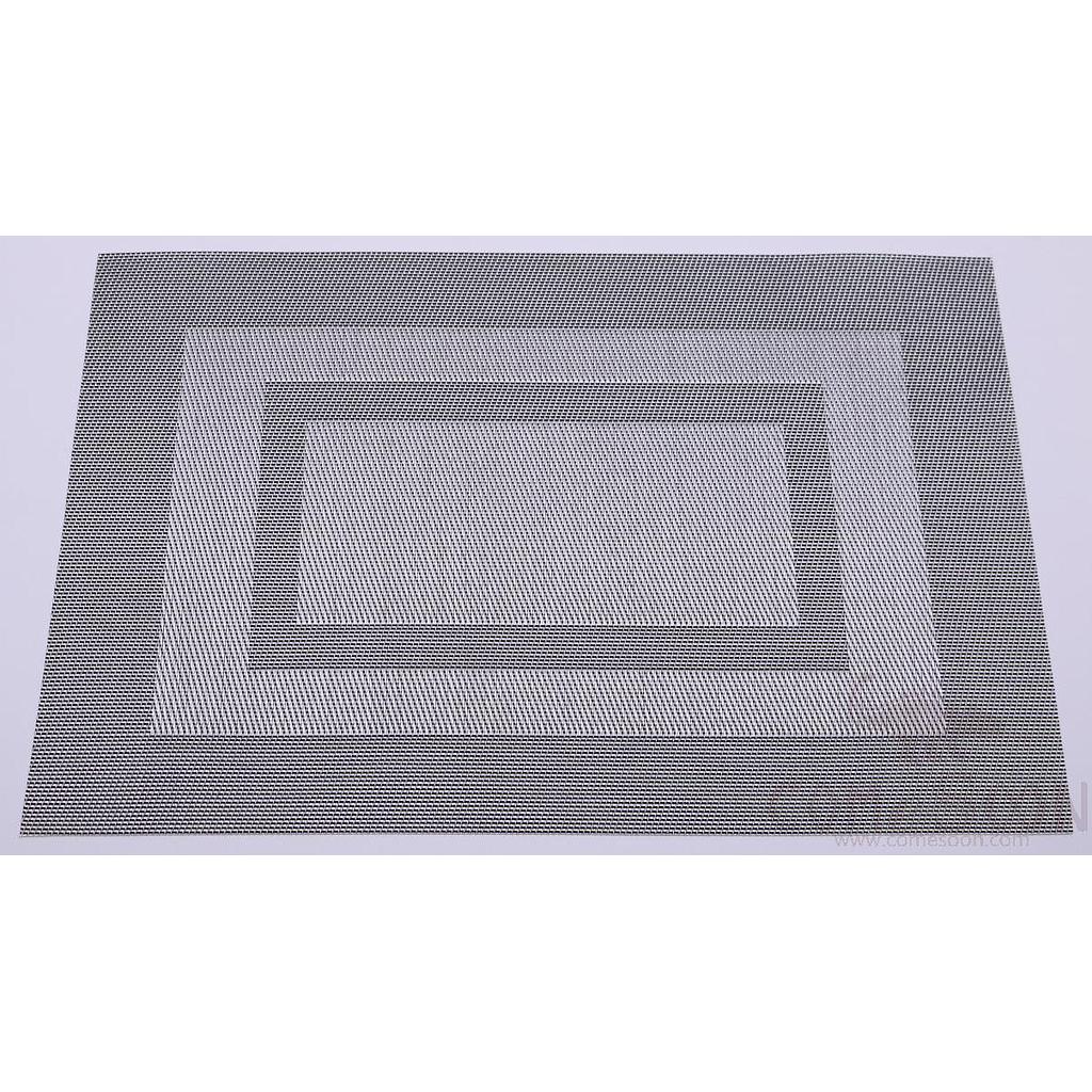 Hot Pressed Edge Pvc Placemats,Double Back Shaped Silver Black