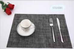 Hot Pressed Edge Pvc Placemat, Black And Grey 5*3