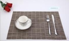 Hot Pressed Edge Pvc Placemat, Brown+White Plaid