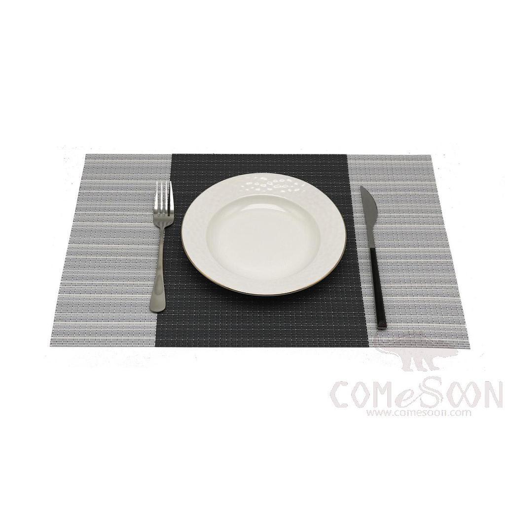 Hot Pressed Edge Pvc Placemat, Grey And White Gradient Bamboo