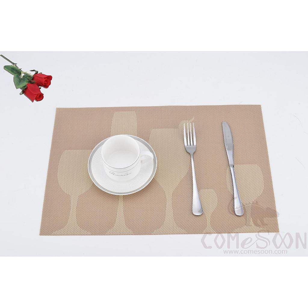 Hot Pressed Edge Pvc Placemat, Beige Wine Glass 28*43*0.1cm