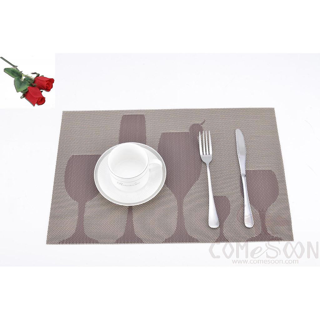 Hot Pressed Edge Pvc Placemat,Brown Wine Glass 28*43*0.1cm