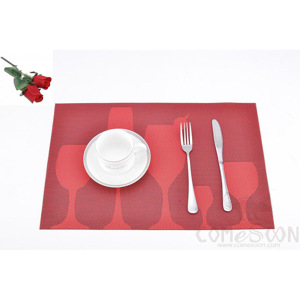 Hot Pressed Edge Pvc Placemat, Red Wine Glass 28*43*0.1cm
