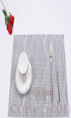 Hot Pressed Edge Pvc Placemat, Grey+White Diamond Jacquard 28*43*0.1cm