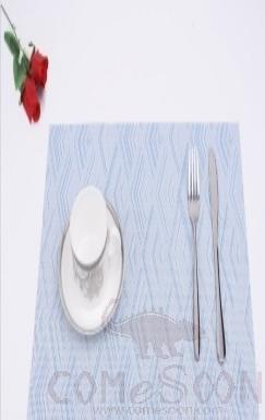Hot Pressed Edge Pvc Placemat, Blue+White Diamond Jacquard 28*43*0.1cm