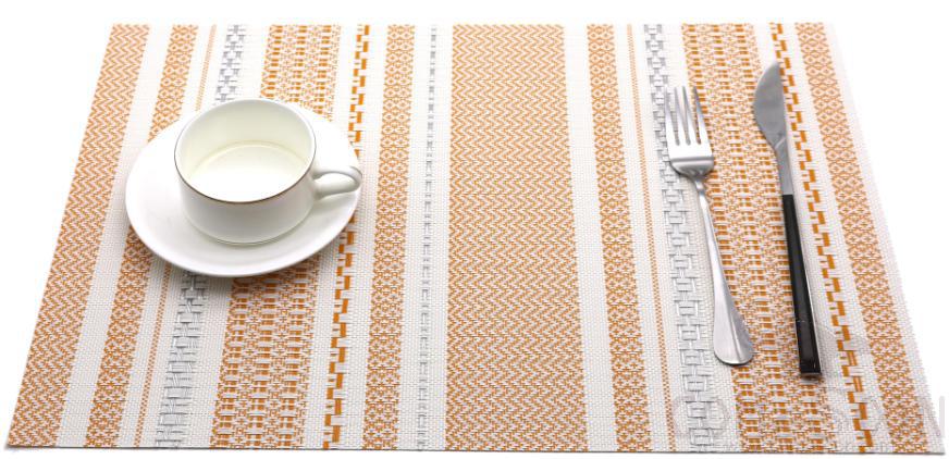 Hot Pressed Edge Pvc Placemat, Orange Jacquard
White With Bright Silk 28*43*0.1cm