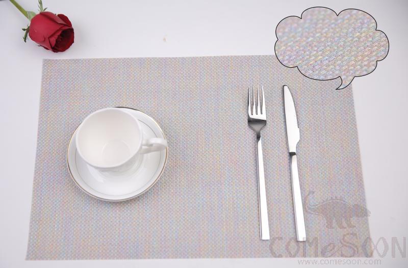 Hot Pressed Edge Pvc Placemat,Colorful Covered With Sequins 28*43*0.1cm