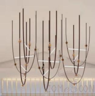 Art Chandelier, Iron+Aluminum+Rotomolding Ball+Pc, L2000Mm