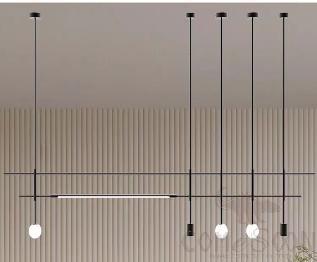 Art Pendant Light, Iron+Aluminum+Rotomolded Ball+Pc, L4000Mm
