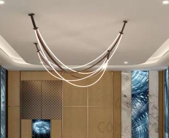 Bent Moon Chandelier, Silicone+Leather+Hardware, L1000*H1000Mm