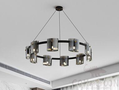 Art Chandelier, All Copper + Electroplated Glass, 100*100*18Cm