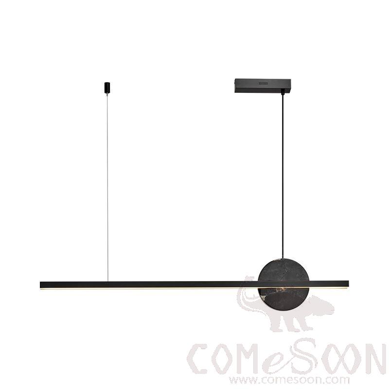 Art Pendant Light, All Brass And Marble, L1800Mm
