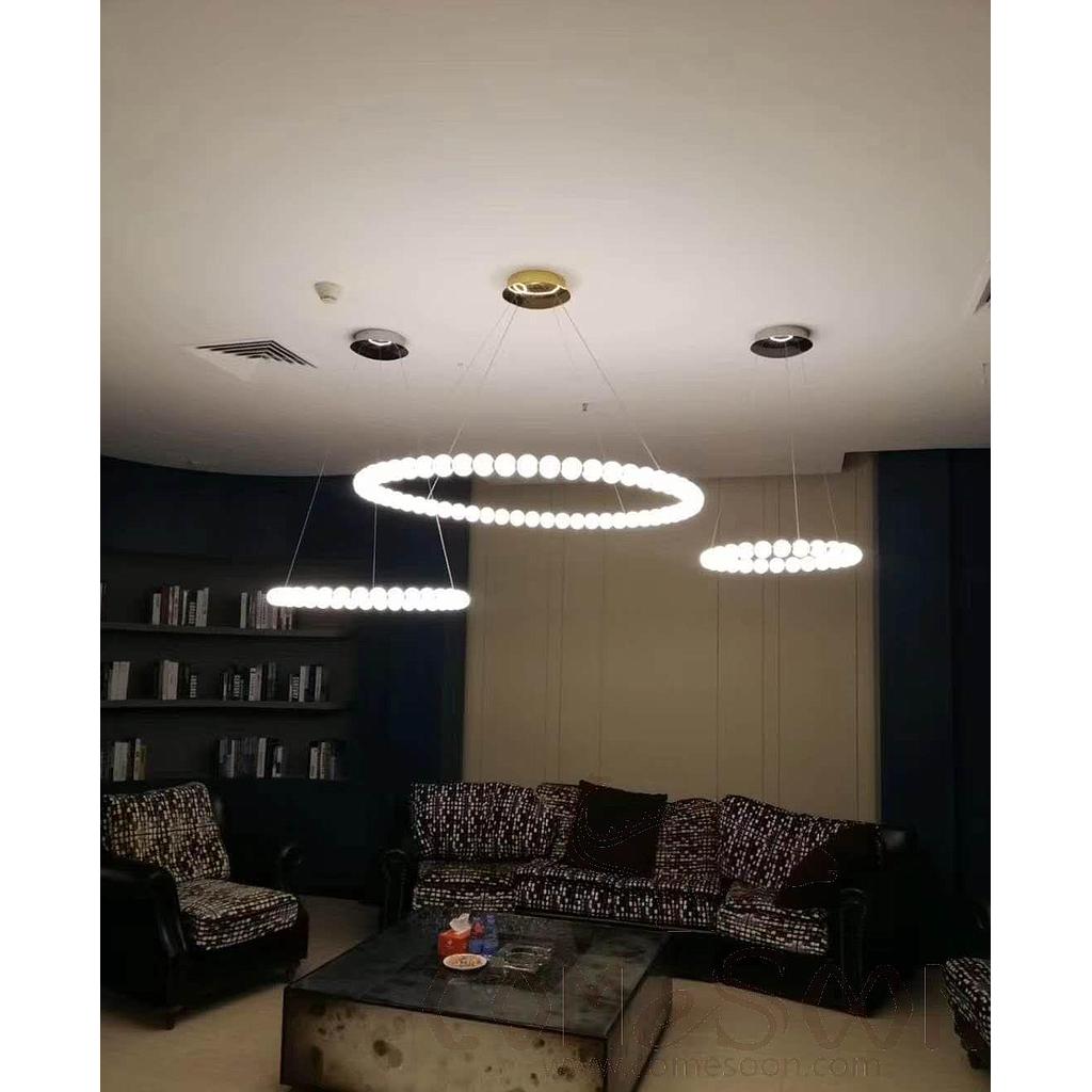Art Chandelier, Aluminum Metal + Acrylic Globe, D1000+600 Double Layer*41Mm