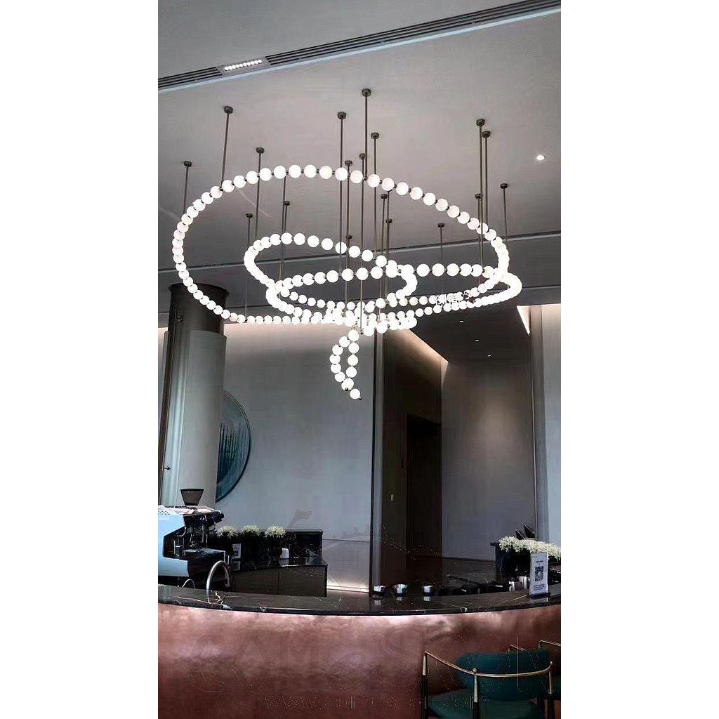 Art Chandelier, Aluminum Metal + Acrylic Globe, 1200*2100*93Mm