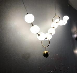 Art Chandelier, Aluminum Metal + Acrylic Ball, L3300*1000*20Mm