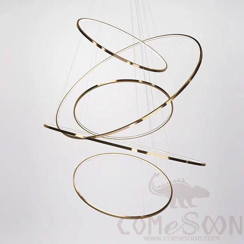 Art Pendant Light, Stainless Steel, Φ30+40+60Cm