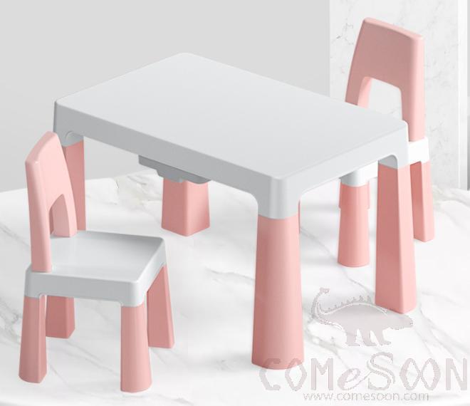 Children's Tables And Chairs，PP，Pink，1 Table And 4 Chairs