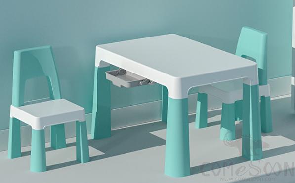 Children's Tables And Chairs， PP，Green， 1 Table And 4 Chairs