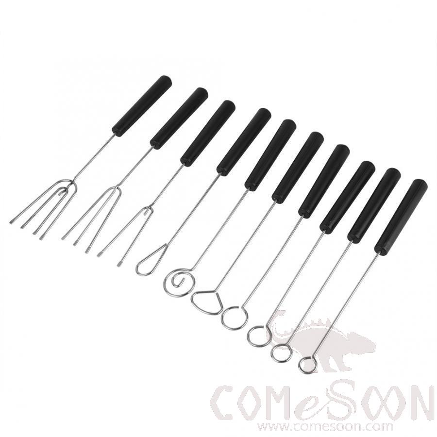 Set of 10 Chocolate Forks, 304 SS+PP Handle, 10pcs 