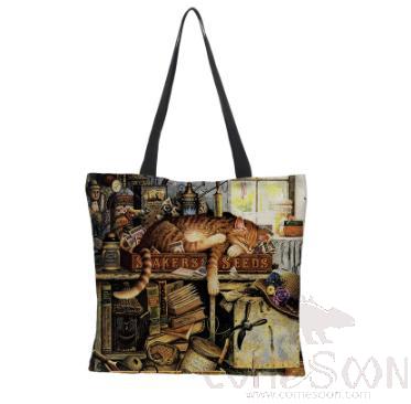 Oil Painted Cat  Bag, Mao -62
