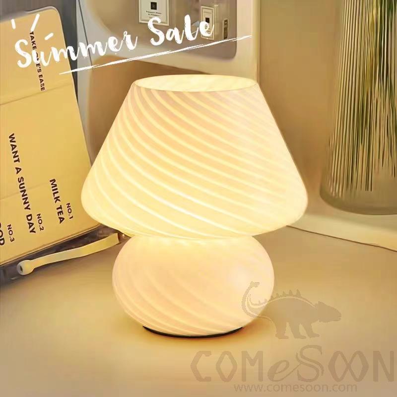 Striped Glass Lamp, Glass, 14*19Cm