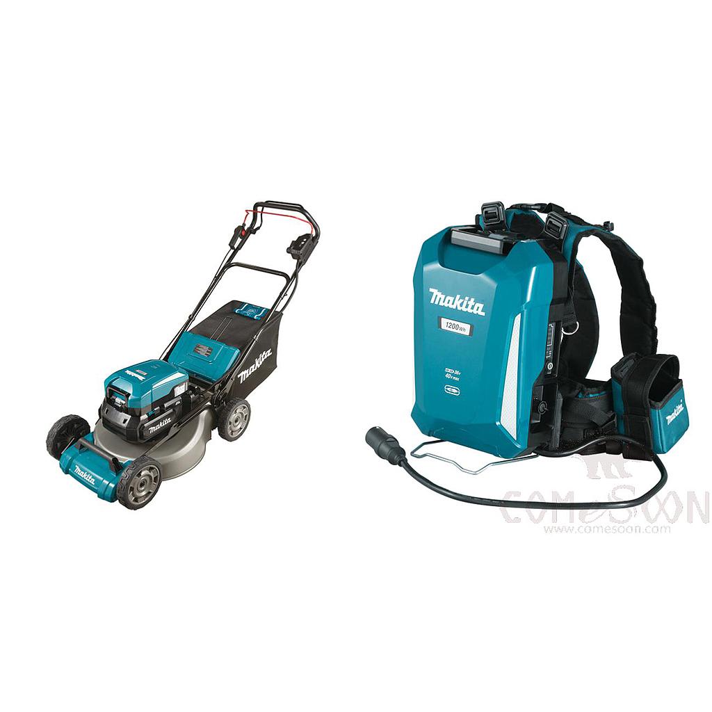 MAKITA LM001C Cordless Lawn Mower + MAKITA PDC1200 Backpack Power Pack, 33.5AH
