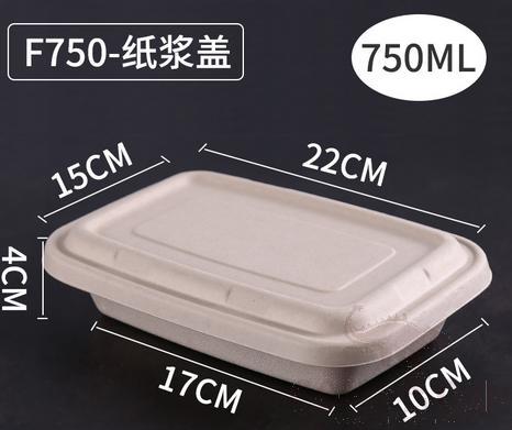 Disposable Biodegradable Pulp Lunch Box,Single Compartment,750ml