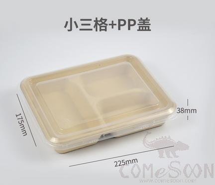 Small Three-Compartment Lunch Box, PP Lid, 175*225*38mm